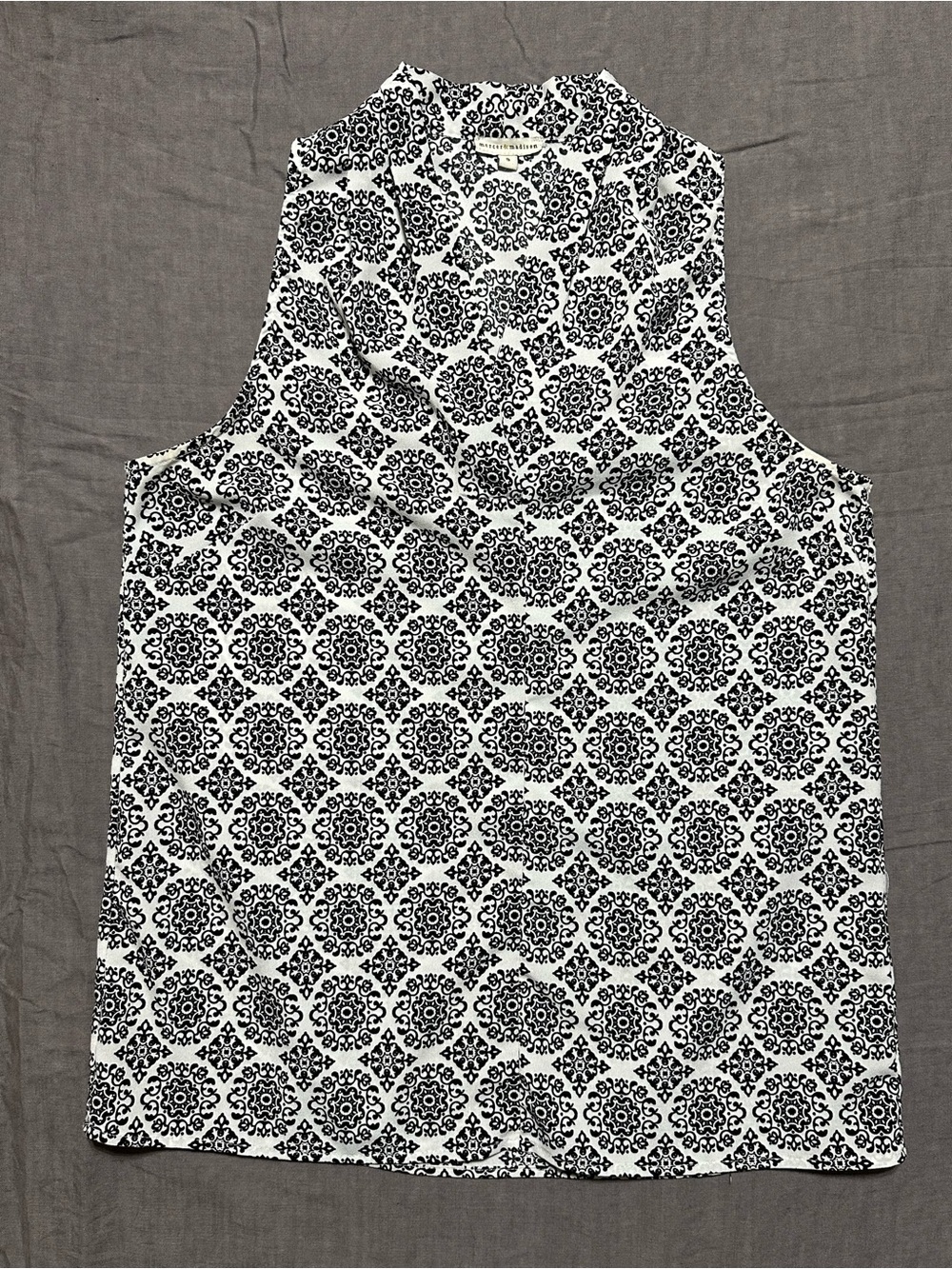 mercer & madison Black and White Medallion Print Top